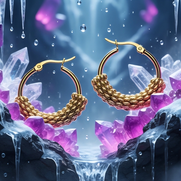 🆕️ Boho Chic Textured Hoop Minimalist Earrings 18K Gold Plated Stainless Steel - Picture 11 of 14